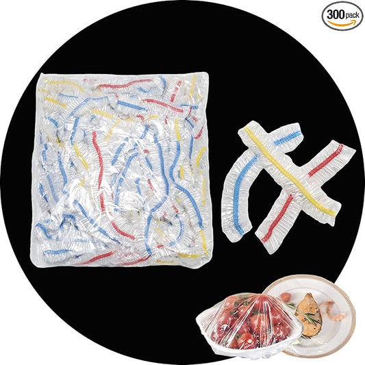 300 Pcs Plastic Bowl Covers Stretch Edging Disposable Food Covers Flexible Storage Packaging, Color by Unknown