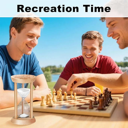 5 Minute Sand Timer Hourglass, 5 Min Wooden Sand Clock, Five Minute Wood Hour Glass, Mini Reloj De Arena, Small Sandglass for Toothbrush Timer, Cooking, Decorative, Work, Game, Gift, White