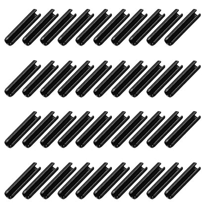 MECCANIXITY 60Pcs Slotted Split Roll Pins 1/5 Inch(5mm) Dia. 1 Inch(25mm) Length 65Mn Steel Spring Tension Expansion Dowels for Secure Fastening, Black