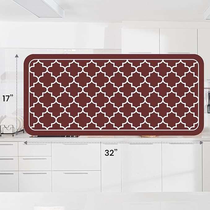 WISELIFE Dish Drying Mat Super Absorbent Drying Mat Large Dish Drying Mats for Kitchen Counter Easy Clean Dish Mat Kitchen Drying Mat18"x 32" Stylish Red - Image 3