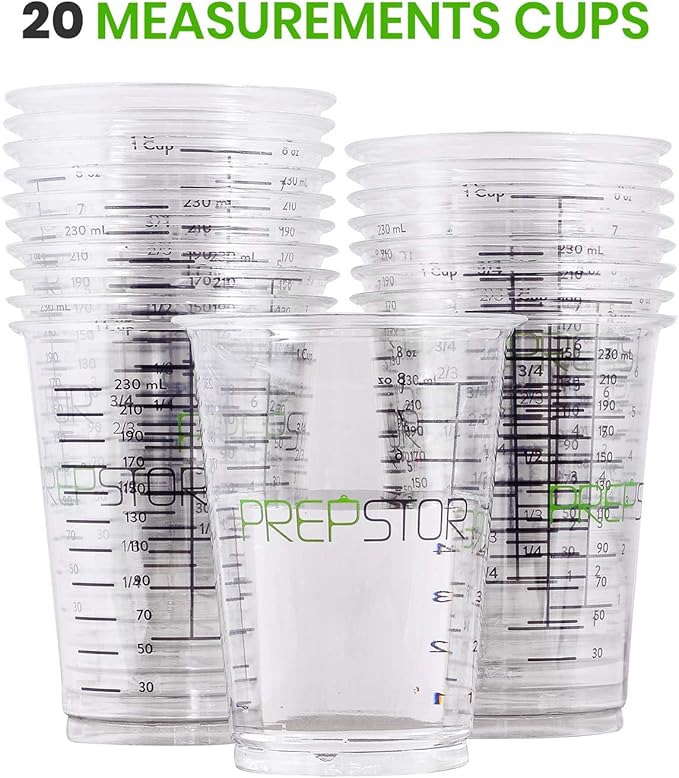 Disposable Measuring Cups for Resin - Pack of 20 8oz Clear Plastic Measuring Cup for Epoxy Resin, Stain, Paint Mixing - Half Pint Reusable Multipurpose Mixing Cups for Cooking and Baking - Image 8