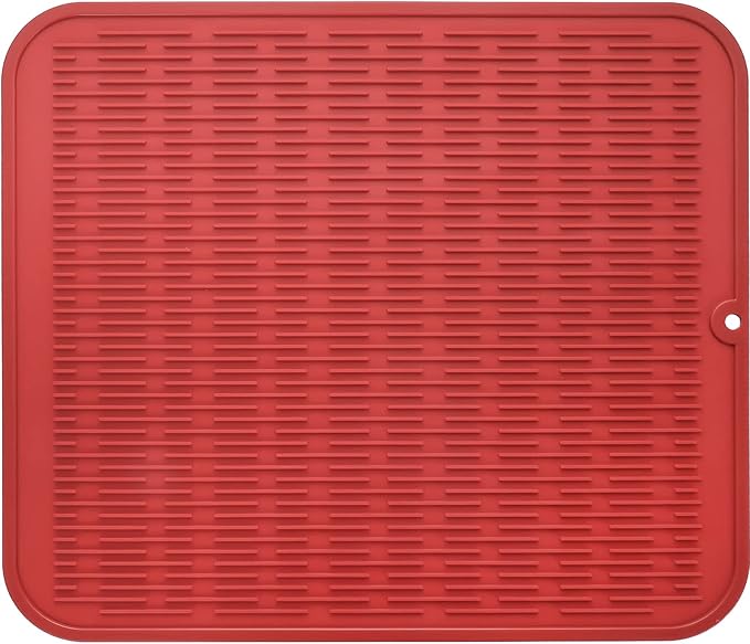 MicoYang Silicone Dish Drying Mat for Multiple Usage,Easy clean,Eco-friendly,Heat-resistant Silicone Mat for Kitchen Counter or Sink,Refrigerator or Drawer Liner Red 2XL 24 inches x 18 inches by MicoYang