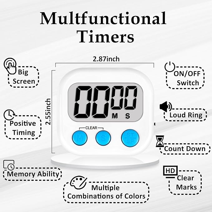 ZILLEEN Classroom Timers for Kids Classroom Magnetic Digital Kitchen Timers for Cooking Teachers Gym Game 6 Pcs - Image 6