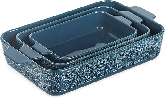 Ceramic Baking Dish Set of 3, Casserole Dishes for Oven, Ideal for Baking, Stewing, Roasting, and Holiday Feasts. The Gift for Mother's Day, Thanksgiving, Christmas, or Housewarming by IntoYourHouseOntoYourTable