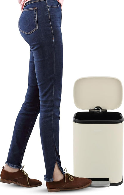 happimess HPM1006F Connor Rectangular 13-Gallon Trash Can with Soft-Close Lid and Free Mini Trash Can, Fingerprint Resistant, Modern, Minimalistic for Home, Kitchen, Office, Bathroom, Limestone Beige - Image 8