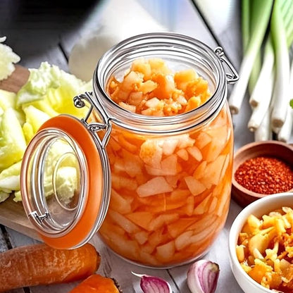 32 oz Wide Mouth Mason Jars with Airtight Hinged Lids, Large Glass Jar with Lid for Pickling, Fermentation, Canning, Food Storage – Set of 4 Glass Storage Containers - Image 4