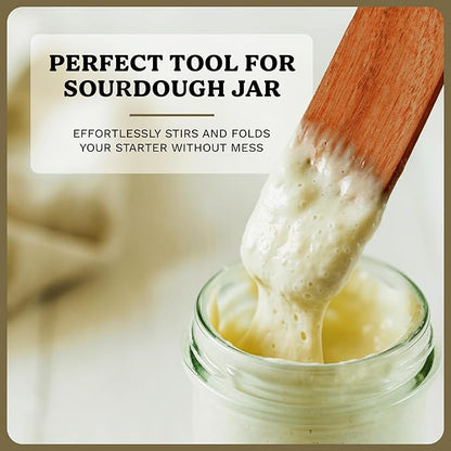 2Pcs Wooden Skinny Spurtle Set for Jars, Premium Natural Acacia Wood Tool for Stirring, Mixing, Serving, Jam, Cheese, Cream and Peanut Butter