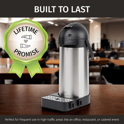 Airpot Coffee Dispenser with Pump & Tray - 102oz/3L Coffee Carafe with Pump - 12 Hours Hot Drink Dispenser for Parties - Stainless Steel Thermal Carafe for Hot Cocoa Bar -Easy-to-Use Insulated Pitcher - Image 9