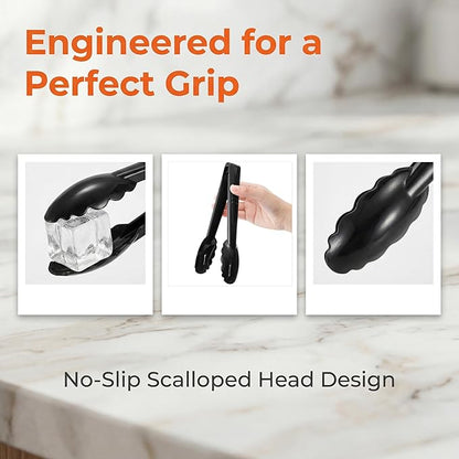 40 Pack Plastic Tongs for Serving, 9" Disposable Buffet Tong, Heavy Duty Scalloped Serving Utensil Tongs, Bulk Charcuterie Accessories for Party Events Catering Kitchen BBQ Ice Salad, Black - Image 3