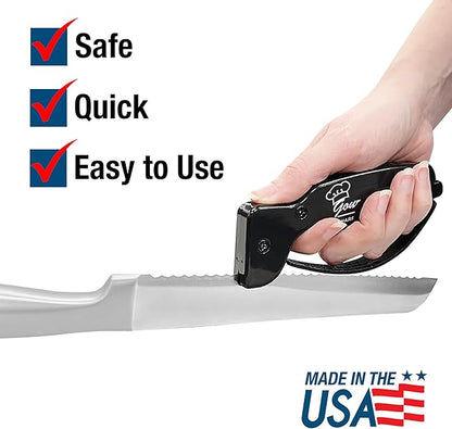 AccuSharp Gourmet Series, 15 Degree Knife Sharpener for Gourmet Knives, Diamond-Honed Tungsten Carbide Reversible Blades, Hones & Refines Straight-Edge or Serrated Gourmet Knives, Hand-Held, Black - Image 4