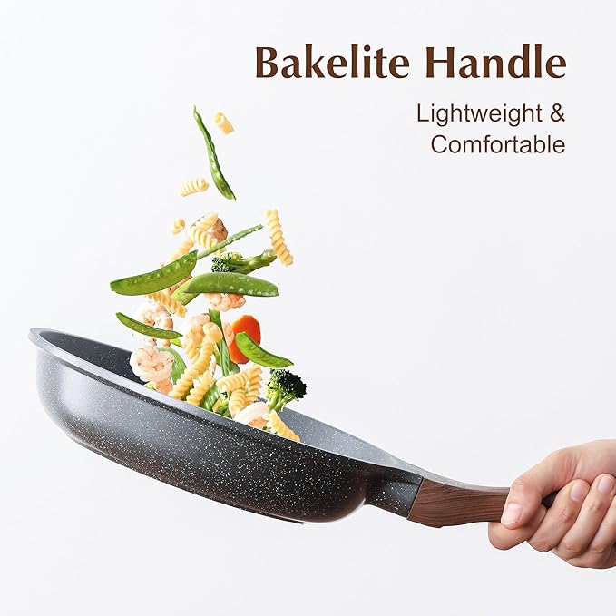 SENSARTE Nonstick Frying Pan Skillet, Swiss Granite Coating Omelette Pan, Healthy Stone Cookware Chef's Pan, PFOA Free (9.5 Inch) - Image 6