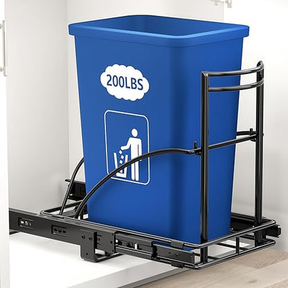 ANASTA Under Sink Trash Can Pull Out Trash Hidden for 30-50 Qt 7-13 Gallon Garbage Can Under 13" Wx19 Dx17 H Cabinet, Black Pull Out Kit with Full Extension Slide for Kitchen and Bathroom, No Bin