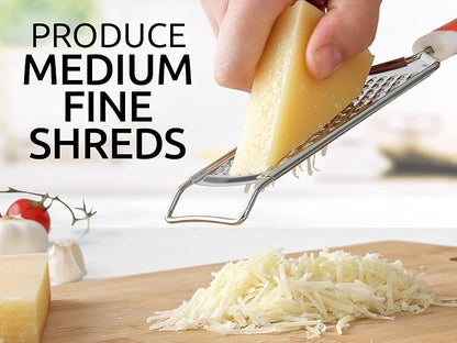 Zulay Kitchen Professional Cheese Grater Stainless Steel - Durable Rust-Proof Metal Lemon Zester Grater With Handle - Flat Handheld Shredder for Parmesan, Chocolate, Spices, And More - Orange - Image 5