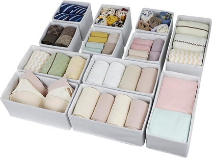 Fordonral Drawer Organizer Clothes, Foldable Fabric Dresser Organizer Closet Organizers and Storage Box for Underwear,Folded Clothes,Baby Clothing,Socks,Bra,Towels,Ties(6M+6S,White) - Image 3