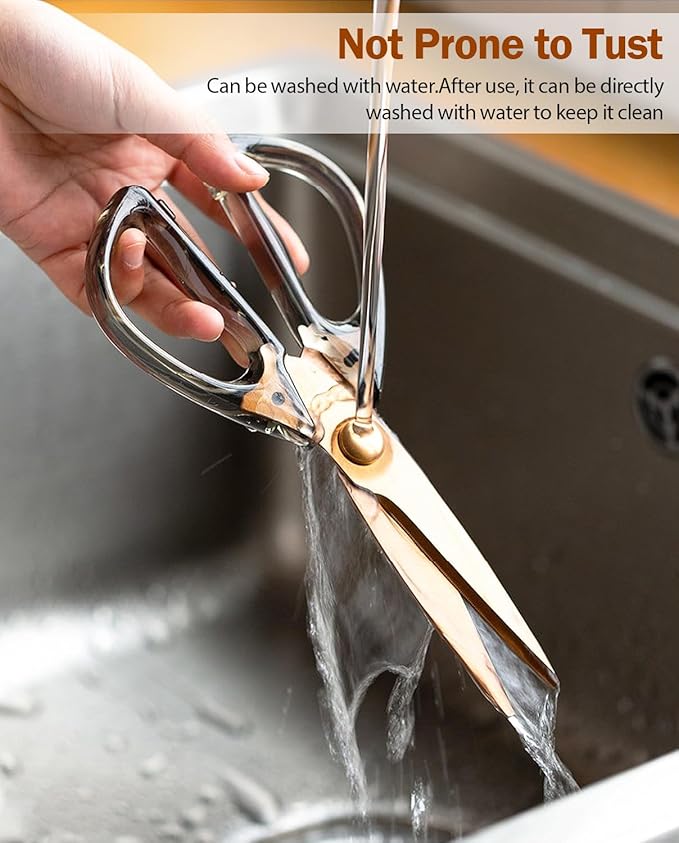 Kitchen Scissors All Purpose, ARCHIKING Kitchen Shears Cooking Scissor, Meat&Poultry Shears,Acrylic Handle Stainless Steel Utility Scissors with Comfort Grip Everyday Use (Brown) - Image 6