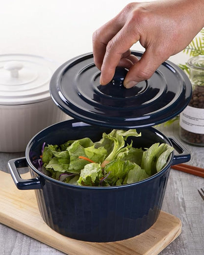 WHJY Blue Colorful Ceramic Casserole Dish with Lid，1 Quart Ceramic Casserole Pan for Bakeware Oven