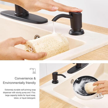 GAGALIFE Built in Sink Soap Dispenser or Lotion Dispenser for Kitchen Sink, Matte Black ABS Pump Head, with 17 Ounce PET Large Soap Bottle - Image 7