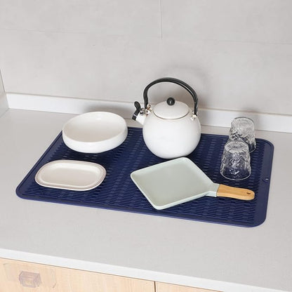 MicoYang Silicone Dish Drying Mat for Multiple Usage,Easy clean,Eco-friendly,Heat-resistant Silicone Mat for Kitchen Counter or Sink,Refrigerator or Drawer Liner Navy Blue 3XL 28 inches x 18 inches - Image 5