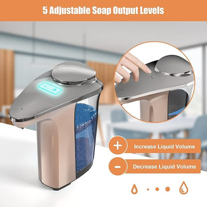 Automatic Soap Dispenser, PZOTRUF Touchless 17oz/500ml with Upgraded Infrared Sensor, 5 Adjustable Soap Dispensing Levels, Liquid Hand Soap Dispenser for Bathroom (Rose Gold) - Image 3