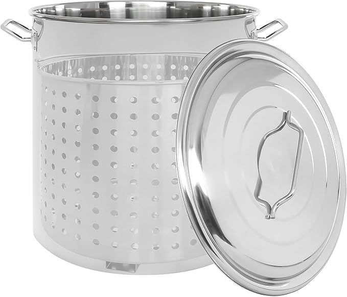 CONCORD Stainless Steel Stock Pot w/Steamer Basket. Cookware great for boiling and steaming (160 Quart) - Image 4