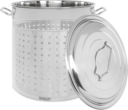 CONCORD Stainless Steel Stock Pot w/Steamer Basket. Cookware great for boiling and steaming (160 Quart) - Image 4