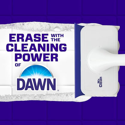 Mr. Clean Magic Eraser Shower & Tub Scrubber, Bathroom Cleaner, All in One Bathroom Cleaner, Lemon Starter Kit, 1 Scrubber & 2 Foaming Magic Erasers (Pack of 8)