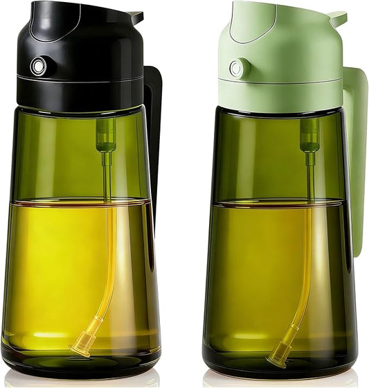 2-Pack Olive Oil Sprayer & Dispenser Bottle for Cooking, Air Fryer, BBQ, and Salad – 2-in-1 Oil Mister Kitchen Accessory