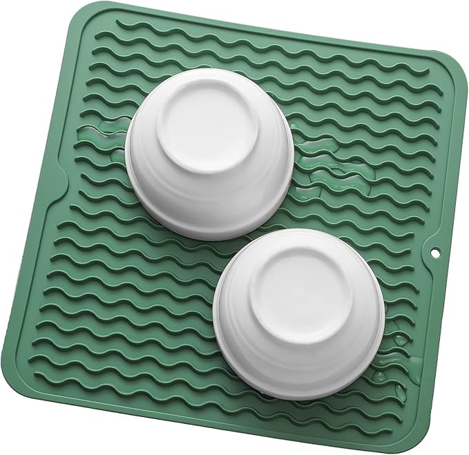 MicoYang Silicone Dish Drying Mat for Multiple Usage,Easy clean,Eco-friendly,Heat-resistant Silicone Mat for Kitchen Counter or Sink,Refrigerator or Drawer liner Green M 12 inches x 12 inches - Image 8