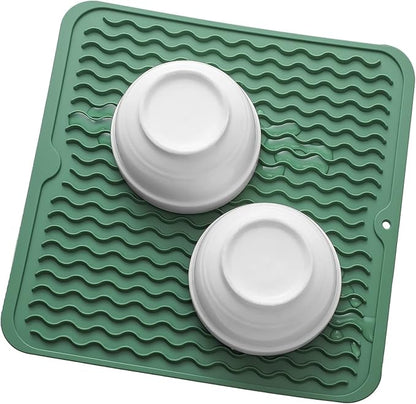 MicoYang Silicone Dish Drying Mat for Multiple Usage,Easy clean,Eco-friendly,Heat-resistant Silicone Mat for Kitchen Counter or Sink,Refrigerator or Drawer liner Green M 12 inches x 12 inches - Image 8