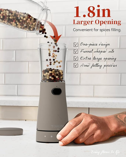 Electric Salt and Pepper Grinder Set with Storage Base, Stainless Steel Rechargeable Salt and Pepper Grinder Set with 4.5 oz Large Capacity, 1.8" Wide Mouth, Adjustable Coarseness, Ideal for Kitchen - Image 5