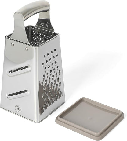 Martha Stewart Sprucedale 9.5-Inch Stainless Steel 4-Sided Box Grater – Durable Kitchen Cheese and Food Grater with Multiple Grating Surfaces by MarthaStewart