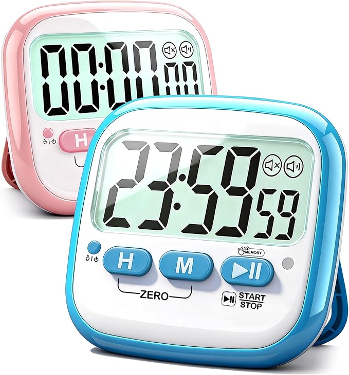 Antonki 2 Pack Classroom Timers for Kids Teachers, Magnetic Countdown Digital Kitchen Timer for Cooking, Study, Exercise, Games, Time Mangement - Loud/Silent Mode - Battery Included by Antonki