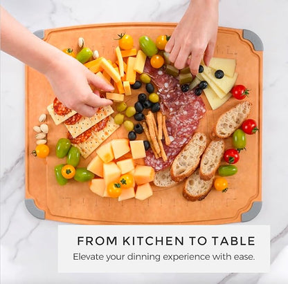 Elihome Essential Baking Pastry & Cutting Board for Kitchen, Wood Fiber Cutting Board for Kitchen, Knife Friendly, Dishwasher Safe, Non-Slip Feet, Juice Groove, Non-Porous, Eco Friendly, 15" x 18"
