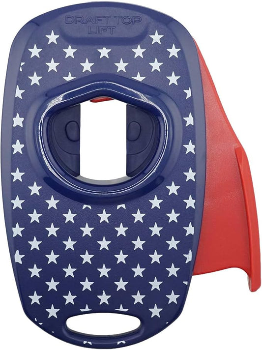 Draft Top Lift Universal Topless Can Opener - Smooth Edge Aluminum Can Lid Remover for Beer, Cocktails, & Soda - For Tailgating & Garnishes, as Seen on Shark Tank, Made in the USA, Red, White, & Blue by DraftTop