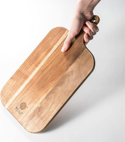 BILL.F Wood Cutting Board for Kitchen Set of 2 Cutting Board Wood with Handle for Meat,Cheese Board,Vegetables, Bread,Charcuterie - Decorative Wooden Serving Board for Kitchen and Dining Room - Image 5