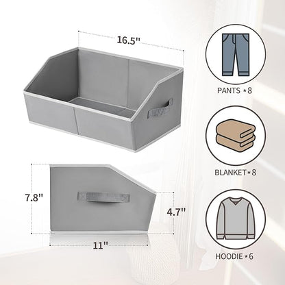 Homsorout Large Storage Bins Baskets - 6 Pack Closet Storage Cubes, Fabric Baskets for Organizing, Cube Organizer Bins with Handles, Foldable Boxes for Clothes, Towels, Grey - Image 7