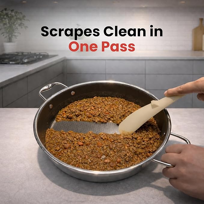 Silicone Spoon Spatula for Cooking - Multifunction Scoop Spatula Spoonula - Heat Resistant Cooking Spoon for Nonstick Cookware - Large Silicone Kitchen Spoon - Seamless Design (Khaki,1pc) - Image 4