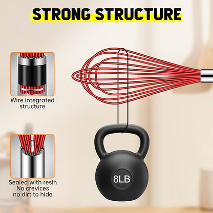 HOTEC 4 Pieces Silicone Whisks Set, Wire Balloon Whisks for cooking Egg Beater, Non-slip Handle Whisk for Non-stick Cookware Perfect for Cooking, Stirring, Beating and Blending (Multicolor) - Image 7