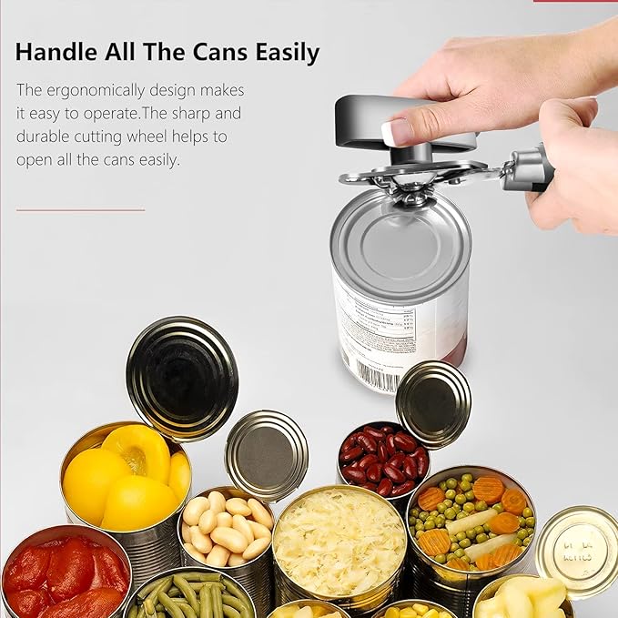 Can Opener,Professional 3-In-1 Multifunctional Manual Can Openers Bottle Opener,Kitchen Durable Stainless Steel Heavy Duty Can Opener Smooth Edge for Kitchen Seniors Friendly - Image 7