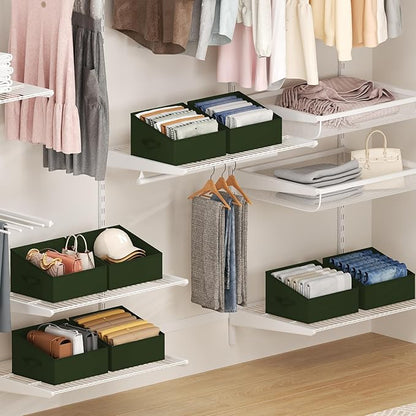 DIMJ Closet Storage Bins 12 Pack - Fabric Storage Baskets for Shelves, Collapsible Clothes Organizer with Handles, Trapezoid Shelf Organization Storage Cubes for Purse, Toys, Books, Towel, Clothes - Image 3