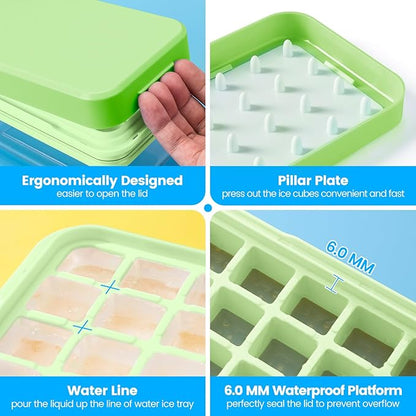 PHINOX Ice Cube Tray with Lid and Bin, 3 Pack Plastic Ice Cube Tray Molds, 84 pcs Ice Trays for freezer, Chilling Drinks, Whiskey & Cocktails, with Ice Container and Ice Scoop, BPA-Free - Image 6