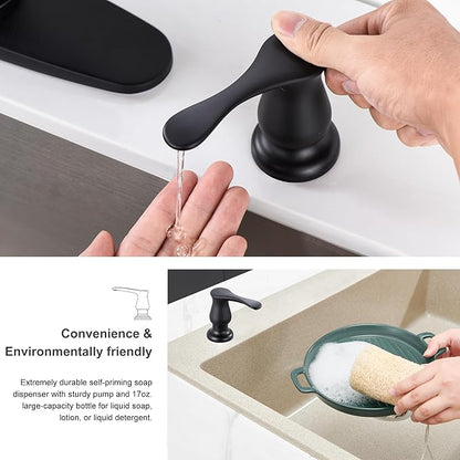 GAGALIFE Sink Soap Dispenser Matte Black, Built in Soap Dispenser with 17 OZ Bottle, Lotion Dispenser for Kitchen Sink, Refill from The Top - Image 5