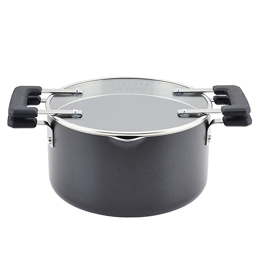 Farberware Cookstart DiamondMax Nonstick Straining Saucepot with Lid, Dishwasher Safe, 6 Quart - Black by Farberware