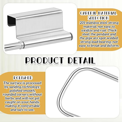 Yaocom 12.4 Inches Cabinet Door Paper Towel Holder Camper Under Sink No Drilling Paper Towel Storage and Dispenser for RV Kitchen Bathroom Laundry Room, Stainless Steel(Silver,2 Pcs)