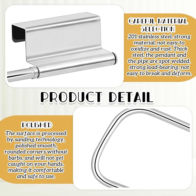 Yaocom 12.4 Inches Cabinet Door Paper Towel Holder Camper Under Sink No Drilling Paper Towel Storage and Dispenser for RV Kitchen Bathroom Laundry Room, Stainless Steel(Silver,1 Pcs)