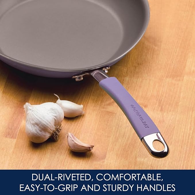 Rachael Ray Cucina Nonstick Cookware Pots and Pans Set, 12 Piece, Lavender Purple - Image 5