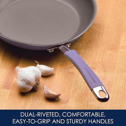 Rachael Ray Cucina Nonstick Cookware Pots and Pans Set, 12 Piece, Lavender Purple - Image 5