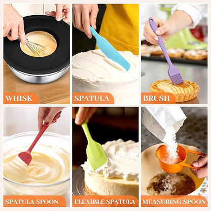 21PCS Mixing Bowls with Lids Set - 7 Nesting Mixing Bowls, 3 Graters, 11 Baking Tools, Lids, Stainless Steel Mixing Bowls for Mixing & Baking, Size 0.7/1.1/1.5/2.1/3.5/4/4.5 QT, Black - Image 4