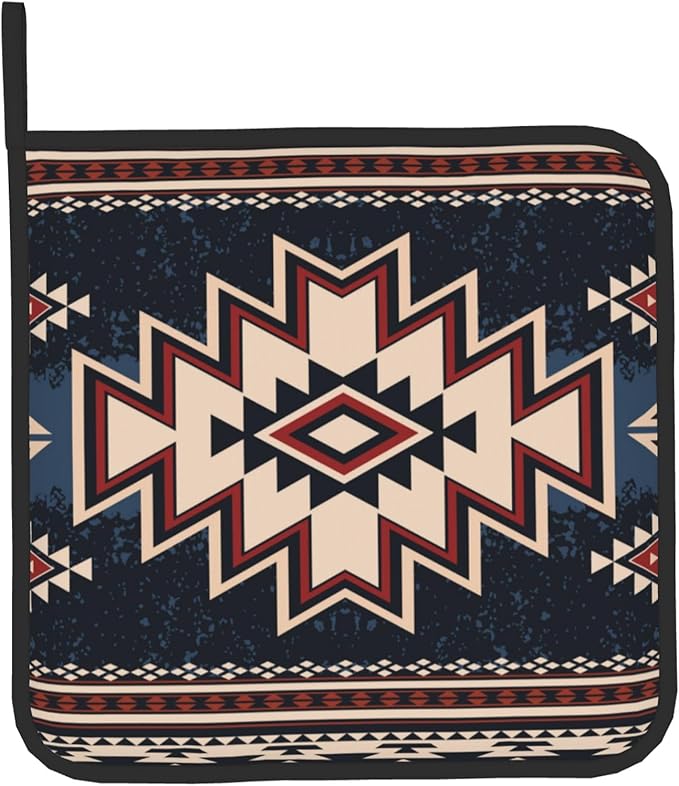 Oven Mitt and Pot Holders Sets - Boho Kitchen Mitts Decorative Tribal Oven Gloves Bohemian Hot Pads Set of 2 for Cooking BBQ Baking Grilling - Image 9