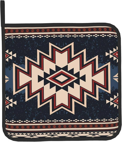 Oven Mitt and Pot Holders Sets - Boho Kitchen Mitts Decorative Tribal Oven Gloves Bohemian Hot Pads Set of 2 for Cooking BBQ Baking Grilling - Image 9